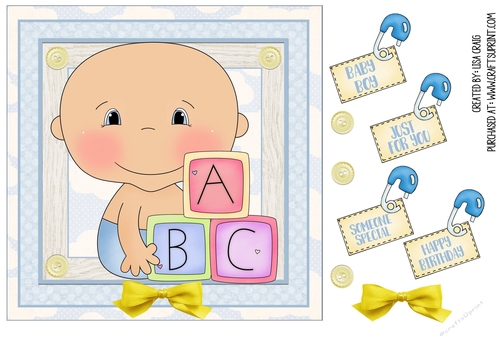 Blocks Baby Boy Card 1