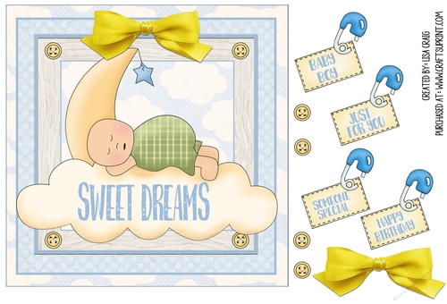 Sweet Dreams Baby Boy Card 1