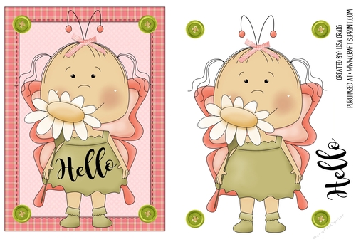 Fairy Girl Hello Quick Card 1