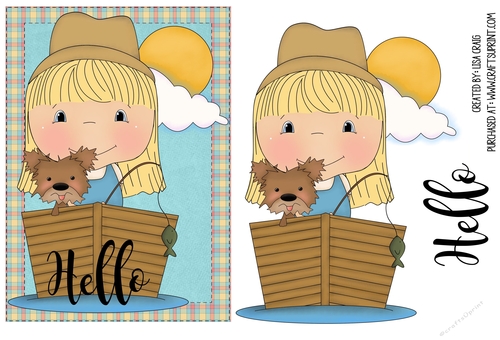 Fishing Girl Hello Quick Card 1