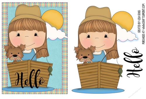 Fishing Girl Hello Quick Card 2