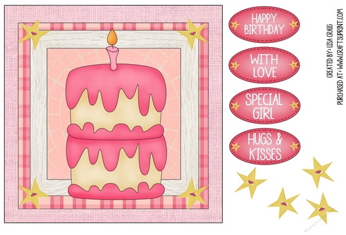 Birthday Girl Cake Square Card 1
