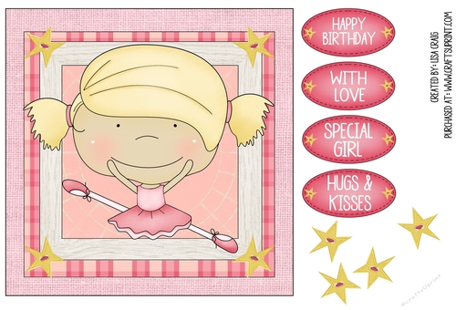 Ballerina Girl Square Card 1