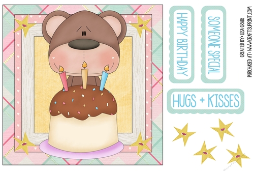 Bear Birthday Square Card 