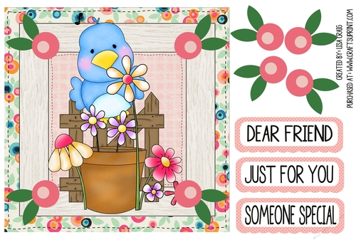Bird + Flowers Square Card 1