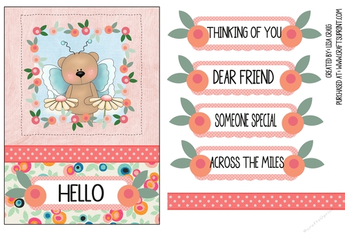 Butterfly Bear Floral Frame Card 1