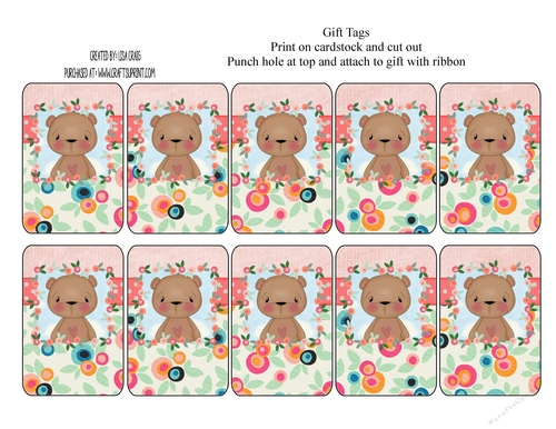 Floral Bear Gift Tags