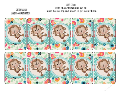 Swinging Monkey Gift Tags