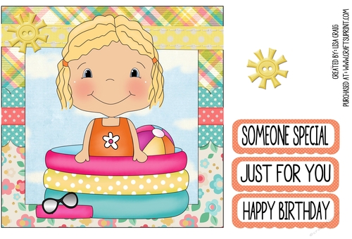 Swimming Girl Square Card 1