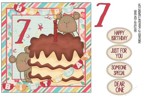 Birthday Mice Square Card 7