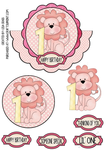Baby Girl Lion Wobble Mini Card Kit