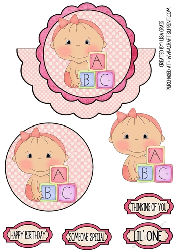 Baby Girl Blocks Wobble Mini Card Kit
