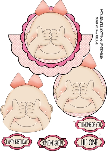 Peek-A-Boo Baby Girl Wobble Mini Card Kit