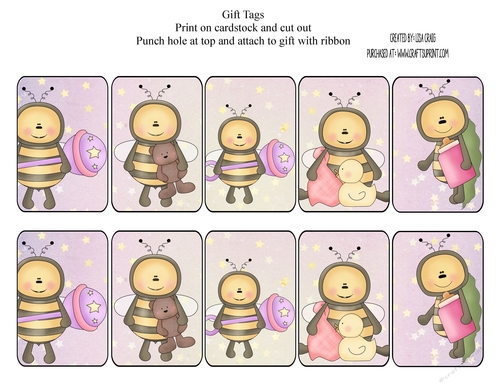 Baby Bees Tags Sheet 1