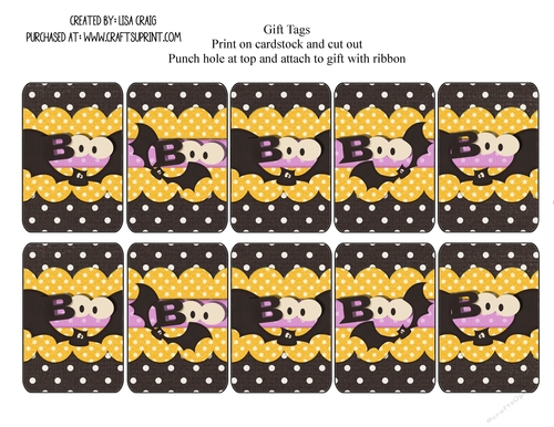 Boo Bat Tags Sheet