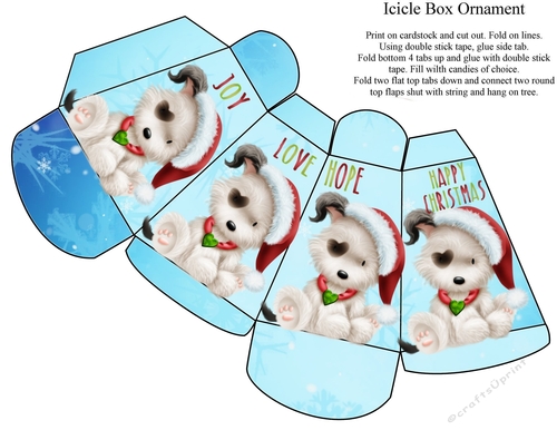 Christmas Puppy Icicle Box Ornament 1