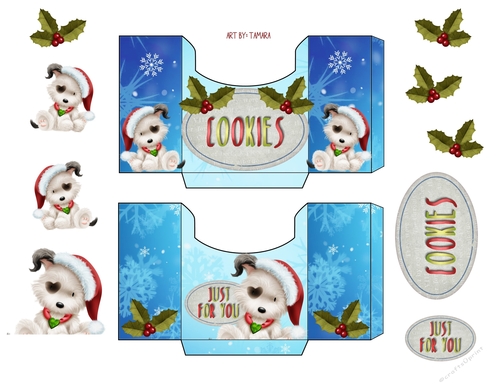 Christmas Puppies Cookie Envelopes Sheet 1