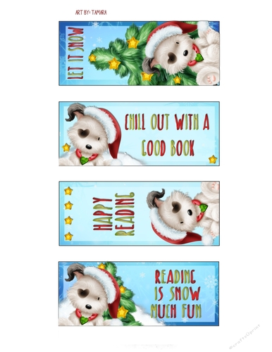 Christmas Puppies Bookmarks Sheet 1