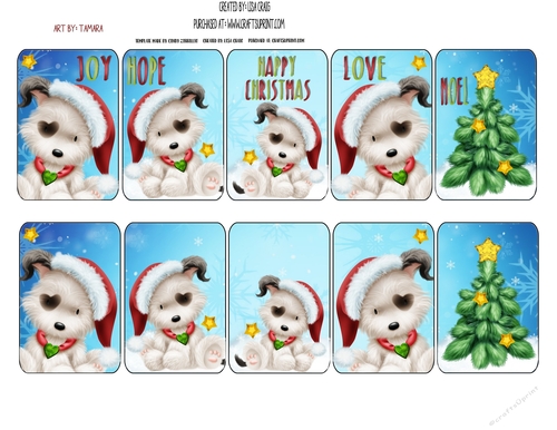 Christmas Puppies Tags Sheet 1