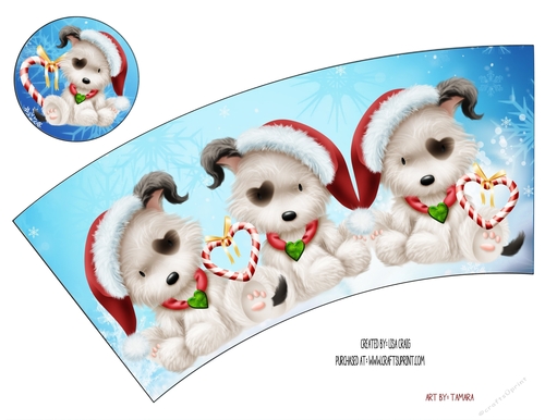 Christmas Puppies Grab and Go Cup Wrapper 1