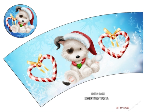 Christmas Puppies Grab and Go Cup Wrapper 2