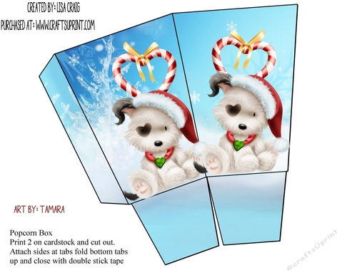 Christmas Puppies Popcorn Box 1