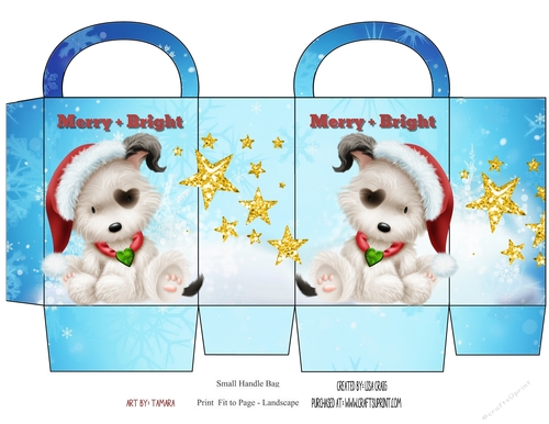 Christmas Puppies Small Handle Bag 1