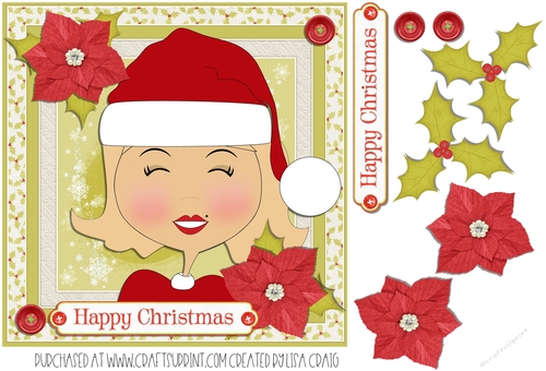 Christmas Girl Happy Christmas Card 1