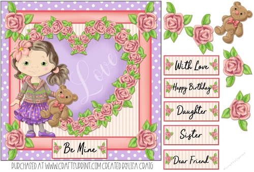 Valentine Girl Square Card 1