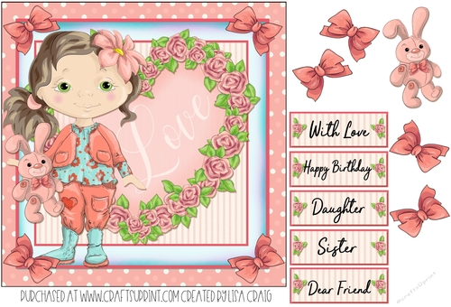 Valentine Girl Square Card 2