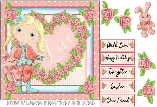 Valentine Girl Square Card 3
