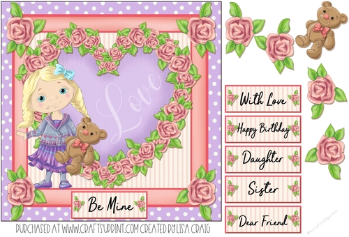Valentine Girl Square Card 4