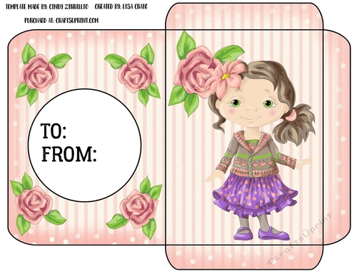 Valentine Girl Gift card Envelope 3