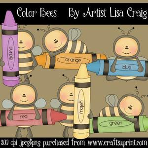 Color Bees Clip Art