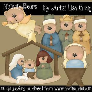 Nativity Bears Clip Art