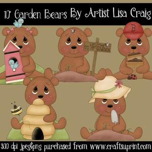 10' Garden Bears Clip Art