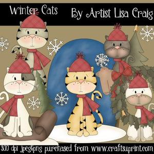 Winter Cats Clip Art