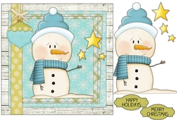 Stars Snowman Card Front Step-By-Step