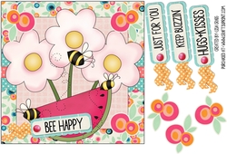 Watermelon and Bees Square Card 1