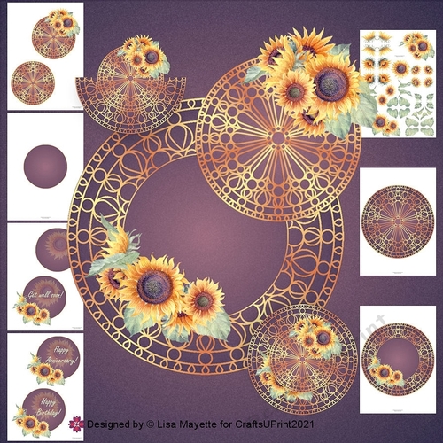 Golden Morrocan Sunflowers Mandala Rocker Card Making Kit