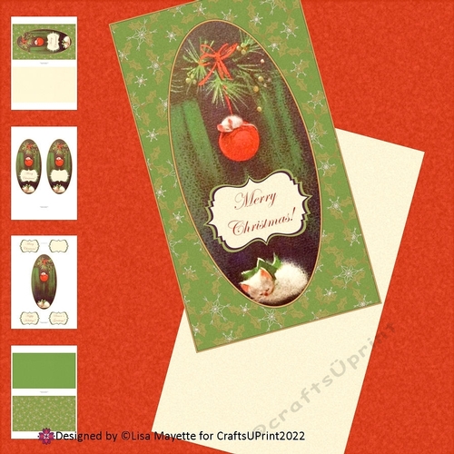 Vintage Christmas Kitten Card