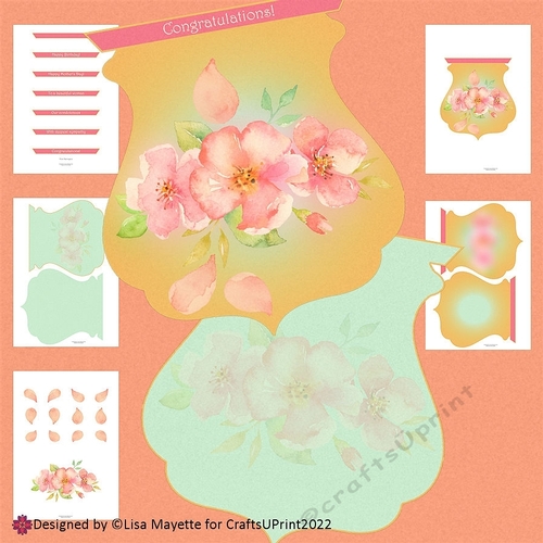 Pretty Peach Flower Quatrefoil Card Kit