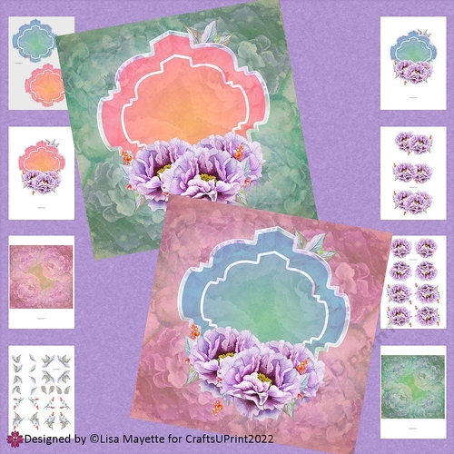 Purple Peonies All Occasion Decoupage Card Making Kit