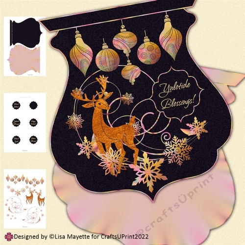 Yuletide Deer Qua-trefoil Shaped Card Making Kit