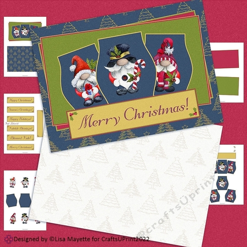 Christmas Santa Gnomes Triptych Card Making Kit