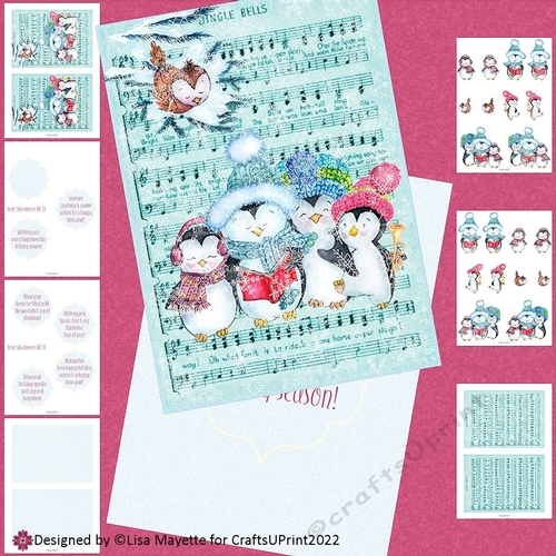 Caroling Penguins Christmas & Yule Card Making Kit