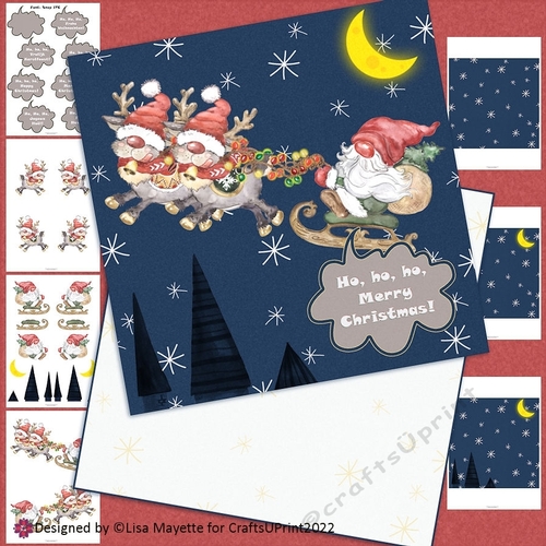 Scandinavian Christmas Santa & Reindeer Card Making Kit