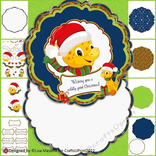 Cute Christmas Giraffe Quatrefoil Rocker Card Making Kit