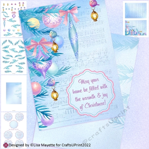 Pastel Ornaments & Cute Songbirds Sheet Music Card Making Kit