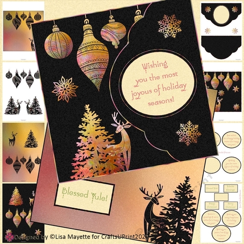 Elegant Deer Yule Card Making Kit